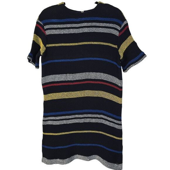 Tommy Hilfiger Dress Women's 6 Navy Primary Stripe Textured Beach Coastal READ - Picture 1 of 13